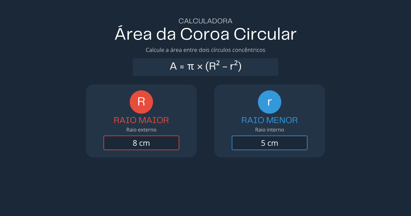 Calculadora de Área da Coroa Circular
