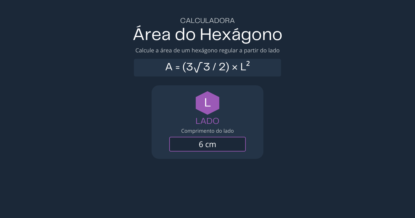 Calculadora de Área do Hexágono