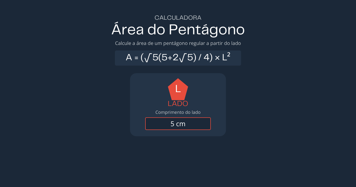 Calculadora de Área do Pentágono