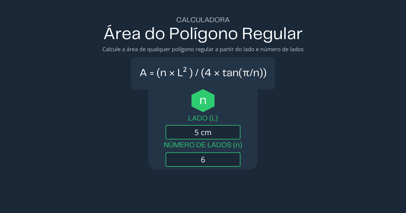 Calculadora de Área do Polígono Regular