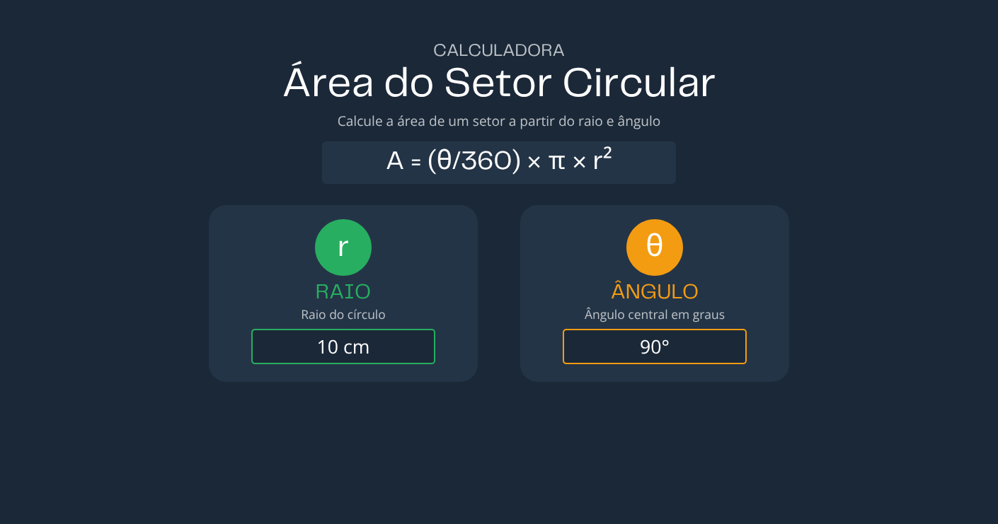 Calculadora de Área do Setor Circular