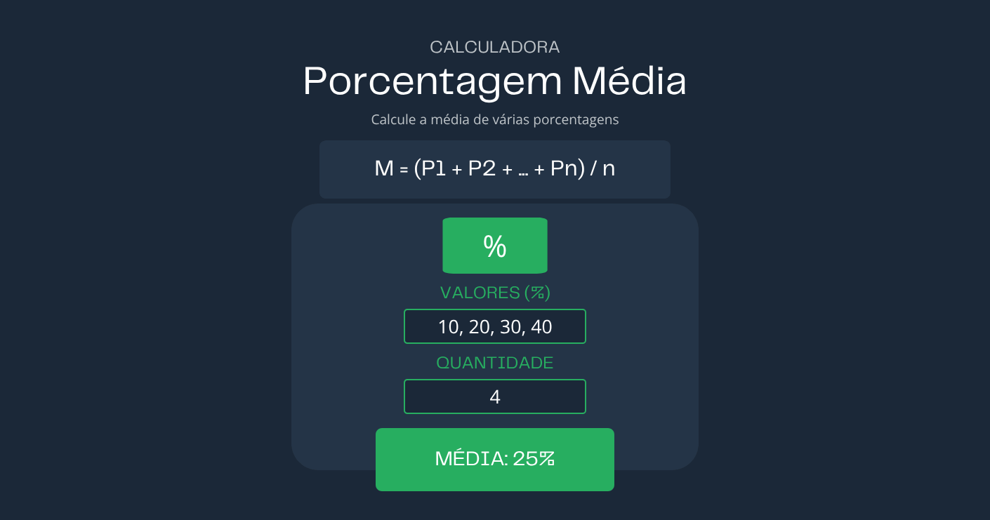 Calculadora de Porcentagem Média