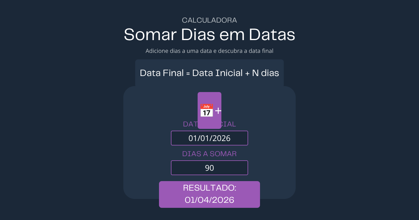Somar Rajar Calculadora: Somar Dias em Datas Online e Grátis - Matemática Básica