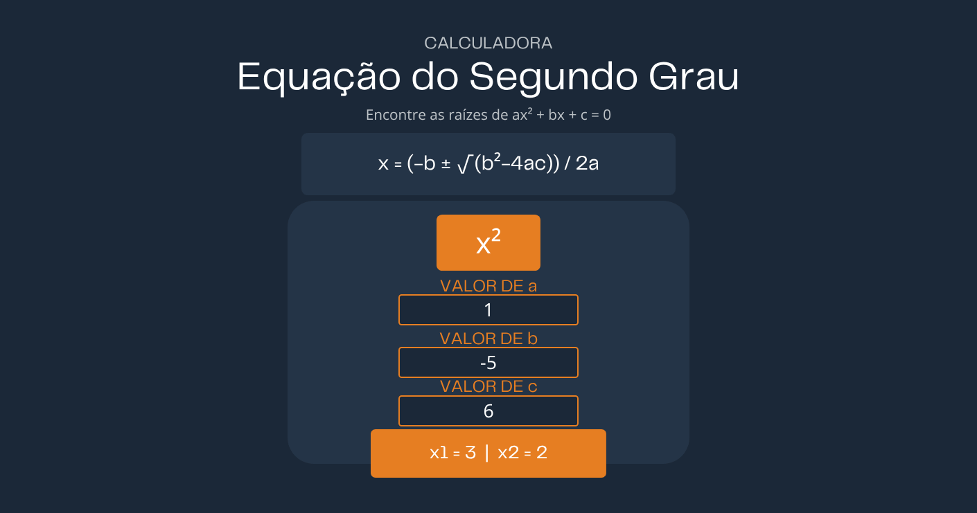 Calculadora de Equação do Segundo Grau
