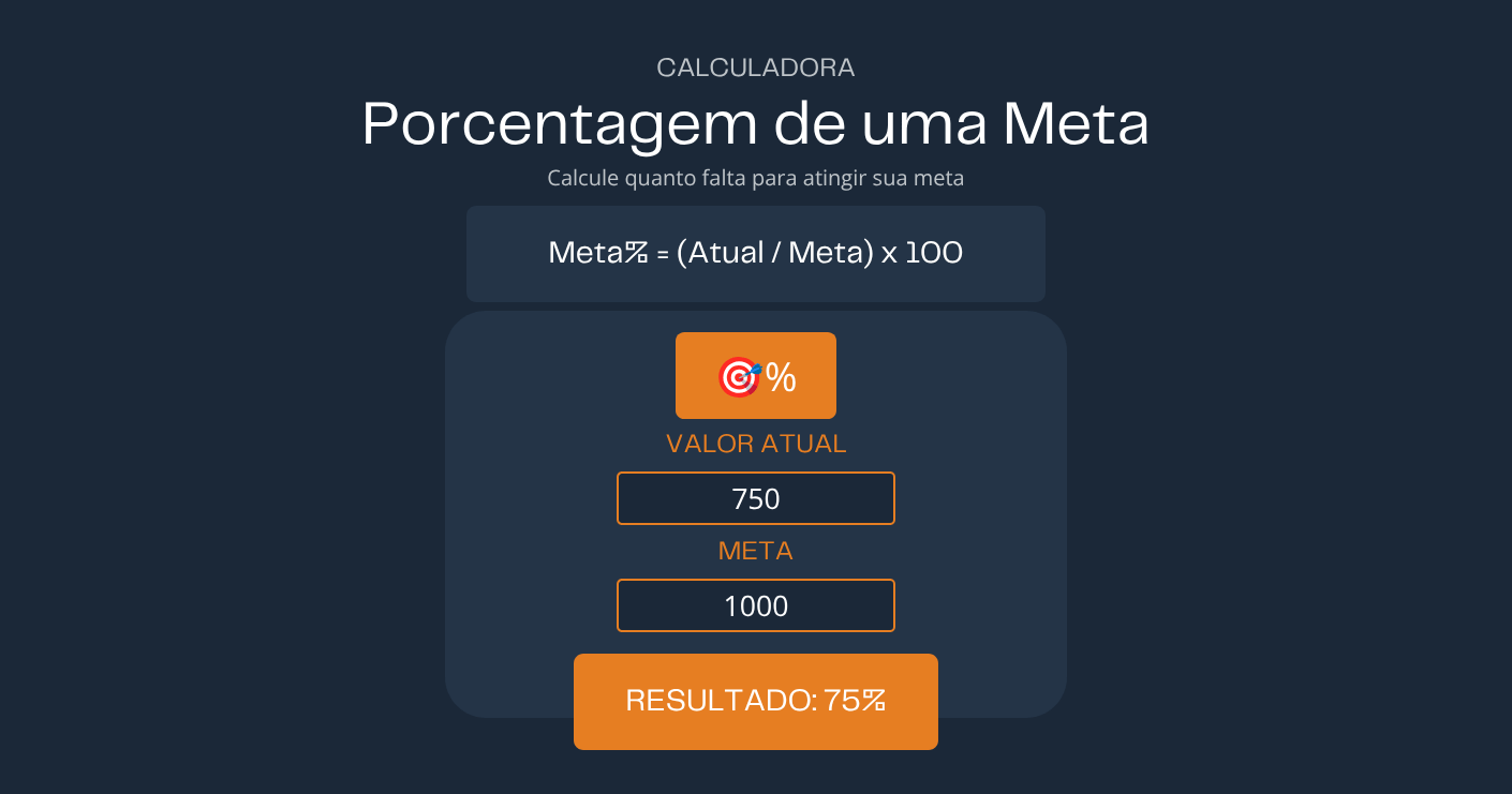Calculadora de Porcentagem de Meta