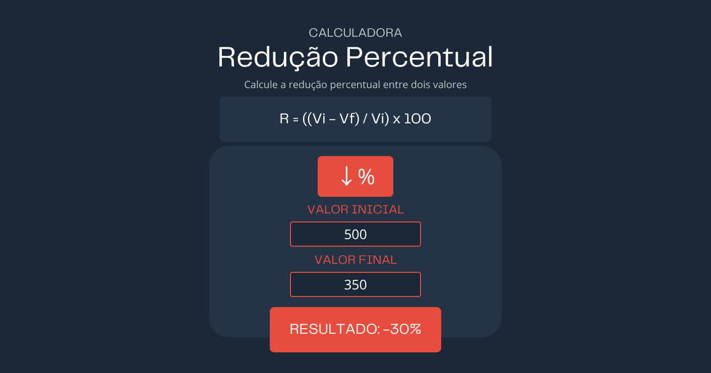 Calculadora de Redução Percentual